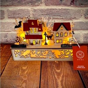 Halloween Haunted House Wood LED Box Martha Stewart Home Light Up